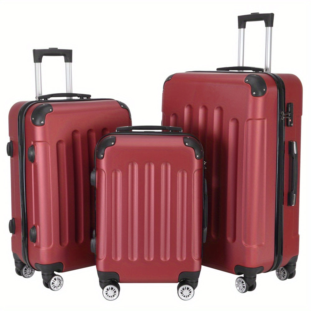 3pcs Suitcase Lightweight ABS Carry-on Hand Luggage 4 Spinner Wheels Trolley Case