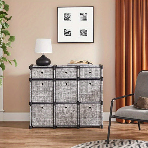 9-Cube Drawer Organiser | Canvas Storage Unit with 9 Storage Boxes, Closet Organiser, Bookcase, 83.5 x 30 x 79.5 cm, for Bedroom, Living Room, Assembled, ≥3.2 Cubic Feet Capacity, Storage Drawer Units