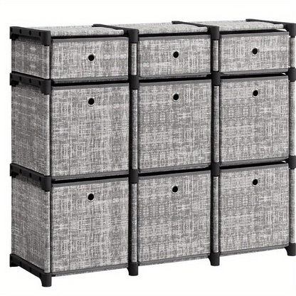 9-Cube Drawer Organiser | Canvas Storage Unit with 9 Storage Boxes, Closet Organiser, Bookcase, 83.5 x 30 x 79.5 cm, for Bedroom, Living Room, Assembled, ≥3.2 Cubic Feet Capacity, Storage Drawer Units