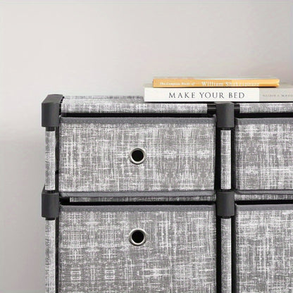 9-Cube Drawer Organiser | Canvas Storage Unit with 9 Storage Boxes, Closet Organiser, Bookcase, 83.5 x 30 x 79.5 cm, for Bedroom, Living Room, Assembled, ≥3.2 Cubic Feet Capacity, Storage Drawer Units