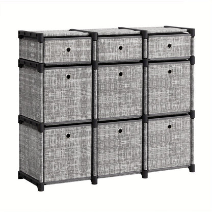 9-Cube Drawer Organiser | Canvas Storage Unit with 9 Storage Boxes, Closet Organiser, Bookcase, 83.5 x 30 x 79.5 cm, for Bedroom, Living Room, Assembled, ≥3.2 Cubic Feet Capacity, Storage Drawer Units