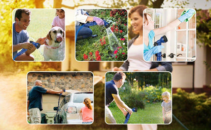 100ft Expandable Garden Hose Pipe, Flexible Expanding Magic Hose with 3/ 4", 1/ 2" Fittings, Garden Hose with 7 Function Spray Nozzle