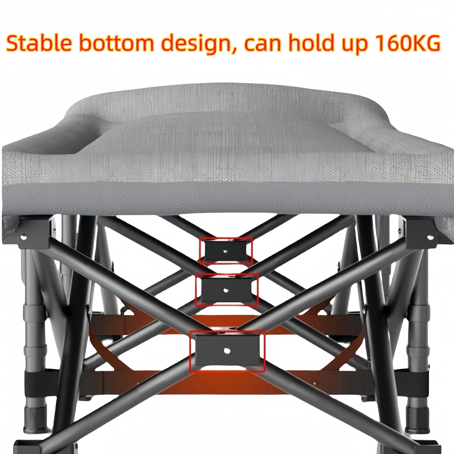 Extra-Wide Portable Folding Camping Bed with 3-in-1 Pockets & Integrated Ultra-Soft Pillow - Durable Iron Frame, Easy Setup for Outdoor, Beach, Garden - Sturdy X-Shaped Design, No Assembly Needed, Camping Mattress