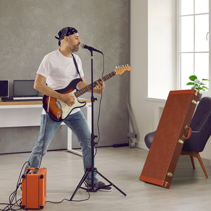 Electric Guitar Hard Case Lockable Wood PU Leather Coffee Brown Fits ST TL SG Shockproof Plush Lined Accessory Compartment Travel Gig Box