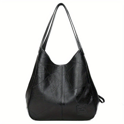 Women's Large Capacity Vintage Leather Tote Bag Multiple Pockets Zipper Shoulder Handbag for Work Travel Gift Ladies 33x12x32cm