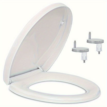 Soft Close Toilet Seat White Bathroom Oval Heavy Duty Universal Hinges Anti Slam Toilet Seat with Quick Release for Easy Clean Graduation Season Gifts