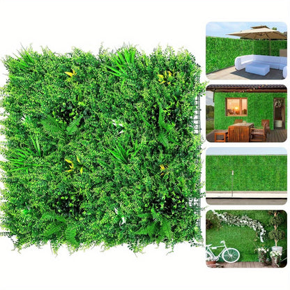 Trintion Artificial Hedge Plant Panels 100 x 100cm Grass Plant Wall Panels Green Privacy Living Wall Fence Screening Home Garden Spring Leaf Backdrop for Indoor or Outdoor UV Stable Home Decoration