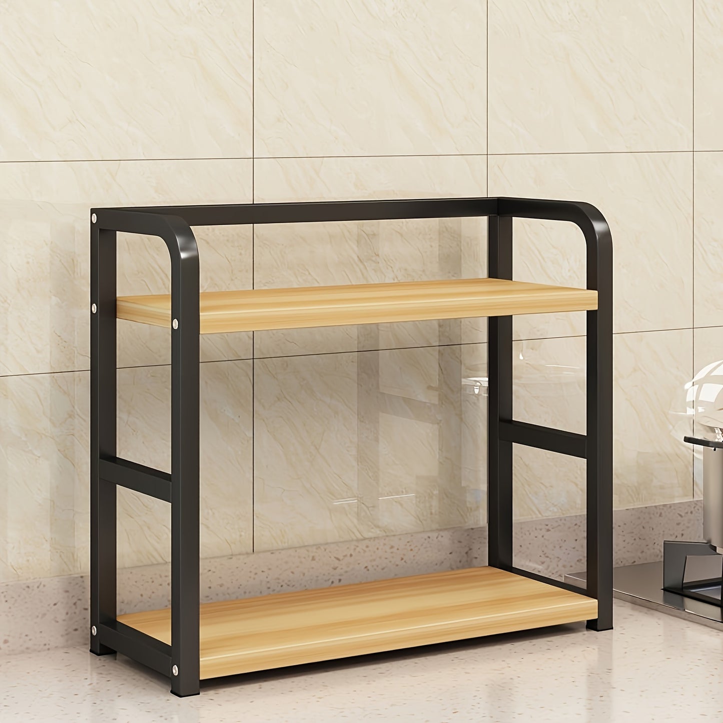 Large 2-Tier Carbon steel Spice Rack- Countertop Organizer for Kitchen, Bathroom& Bedroom- Durable Metal Storage Solution