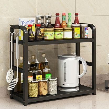 Large 2-Tier Carbon steel Spice Rack- Countertop Organizer for Kitchen, Bathroom& Bedroom- Durable Metal Storage Solution