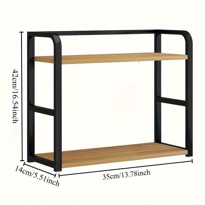 Large 2-Tier Carbon steel Spice Rack- Countertop Organizer for Kitchen, Bathroom& Bedroom- Durable Metal Storage Solution