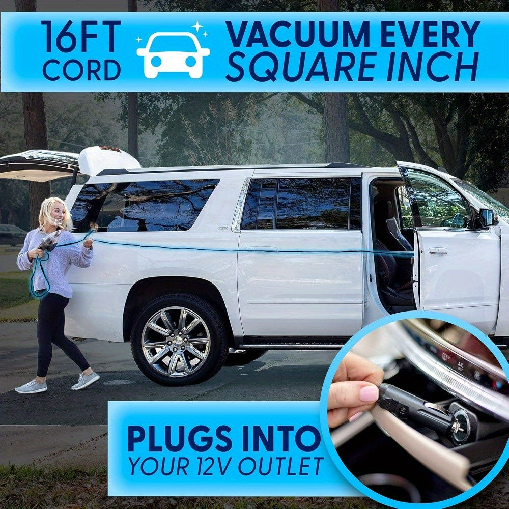 ThisWorx -like Portable Handheld Car Vacuum Cleaner with 4.88meter Cord (Car Plug Plug-In), 4.2KPa Suction, Crevice & Attachments - Mini Vacuum for, RV, Boats,, Travel - Compact Car Accessories Power Vacuum