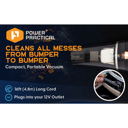 ThisWorx -like Portable Handheld Car Vacuum Cleaner with 4.88meter Cord (Car Plug Plug-In), 4.2KPa Suction, Crevice & Attachments - Mini Vacuum for, RV, Boats,, Travel - Compact Car Accessories Power Vacuum