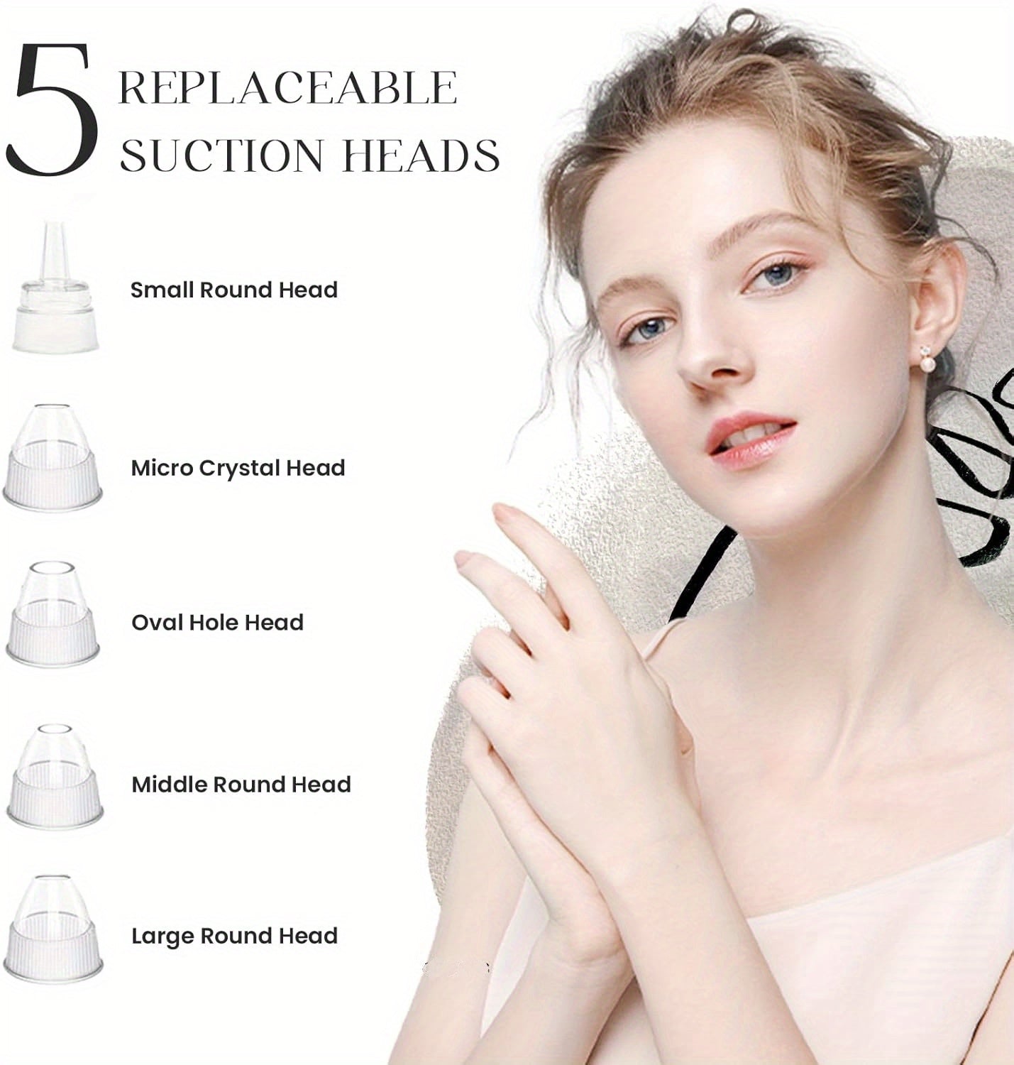 Blackhead Remover, USB Rechargeable Facial Skin Cleansing Beauty Device, with 5 Replacement Heads, Skin Care Tool Kit