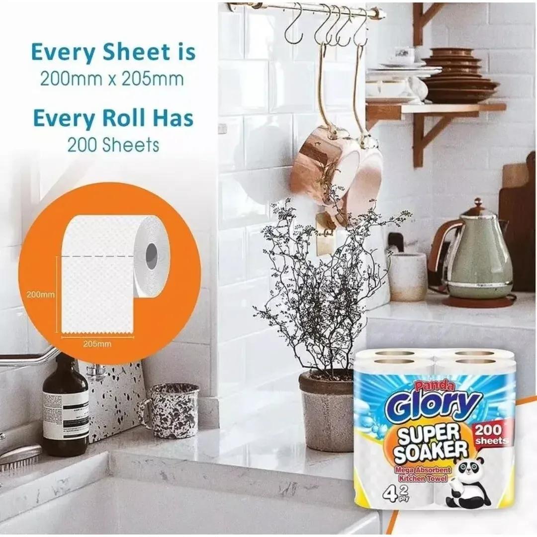 24 X Grigora 2-Ply Kitchen Towel 4-Pack Paper Rolls | White Paper Embossed | Strong & Functional