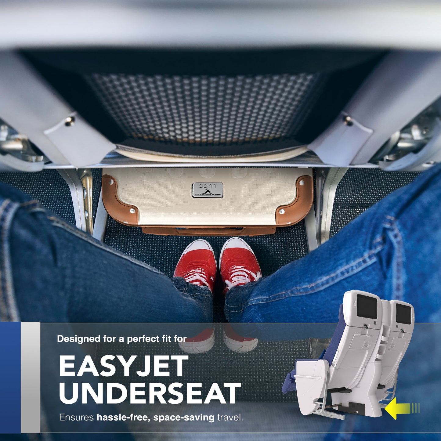 LUGG Skywander 15 Inch (45x34x20cm) Lightweight Underseat Cabin Bag EasyJet Approved Carry-On Suitcase, Durable ABS Hard Shell, Smooth Double Spinner Wheels, Water Resistant & Compact Travel Luggage (45x34x20cm)