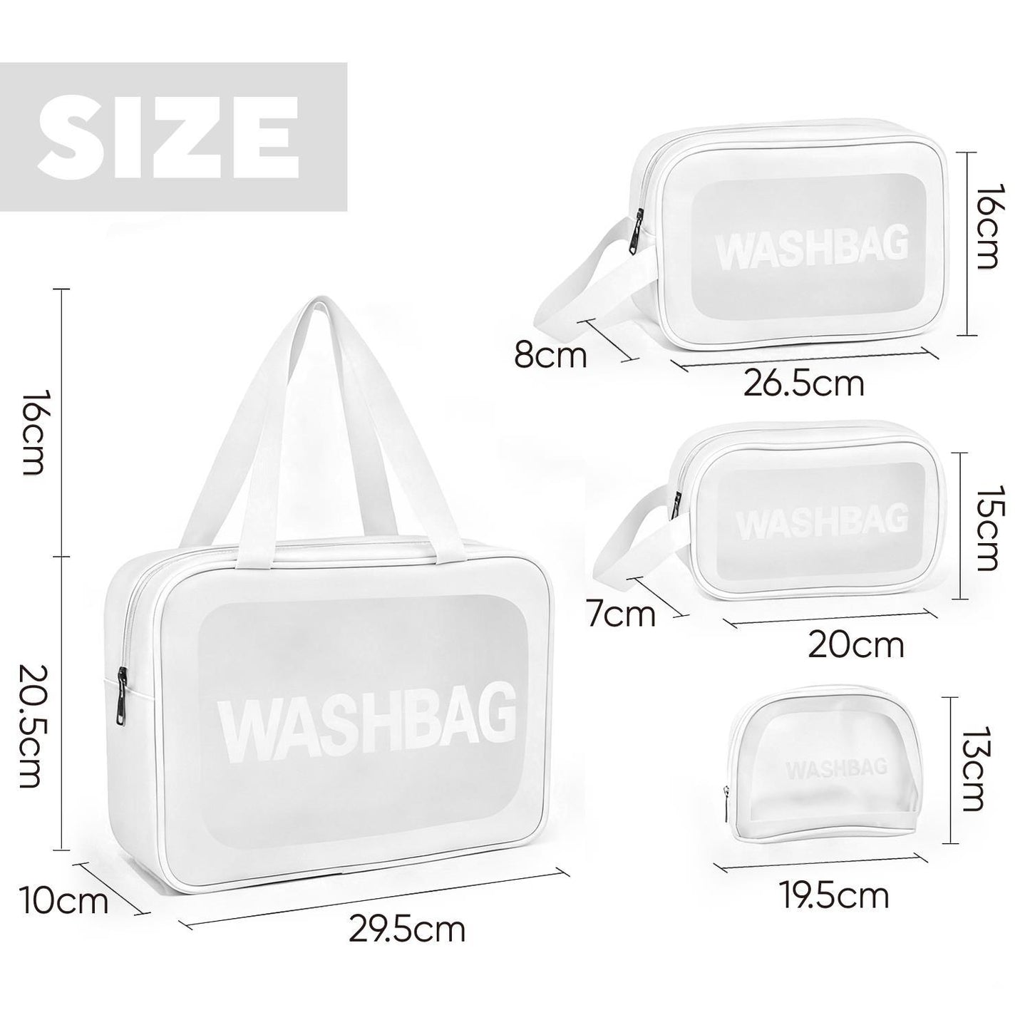 LIVHOME 4pcs Clear Toiletry Bags, Waterproof PVC Travel Makeup Bags, Transparent Wash Bags for Women and Girls, Multi-Sized Closet Organizer for Toiletries, Cosmetics, and Wardrobe Storage