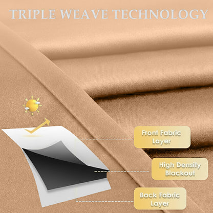 2pcs Full Blackout Eyelet Curtains – Thermal Insulated & Soundproof Drapes, Energy-Saving, Noise Reducing, perfect for Bedroom, Living Room & Home Decoration, Includes Matching Ties