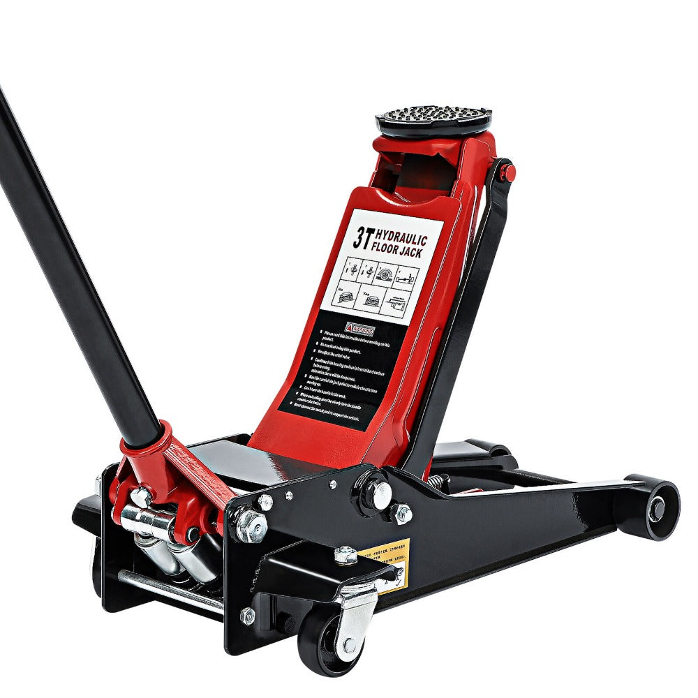 3 Tonne Low Profile Hydraulic Trolley Jack Heavy Duty Steel Floor Jack for Car Van & Light Commercial Vehicles – Red