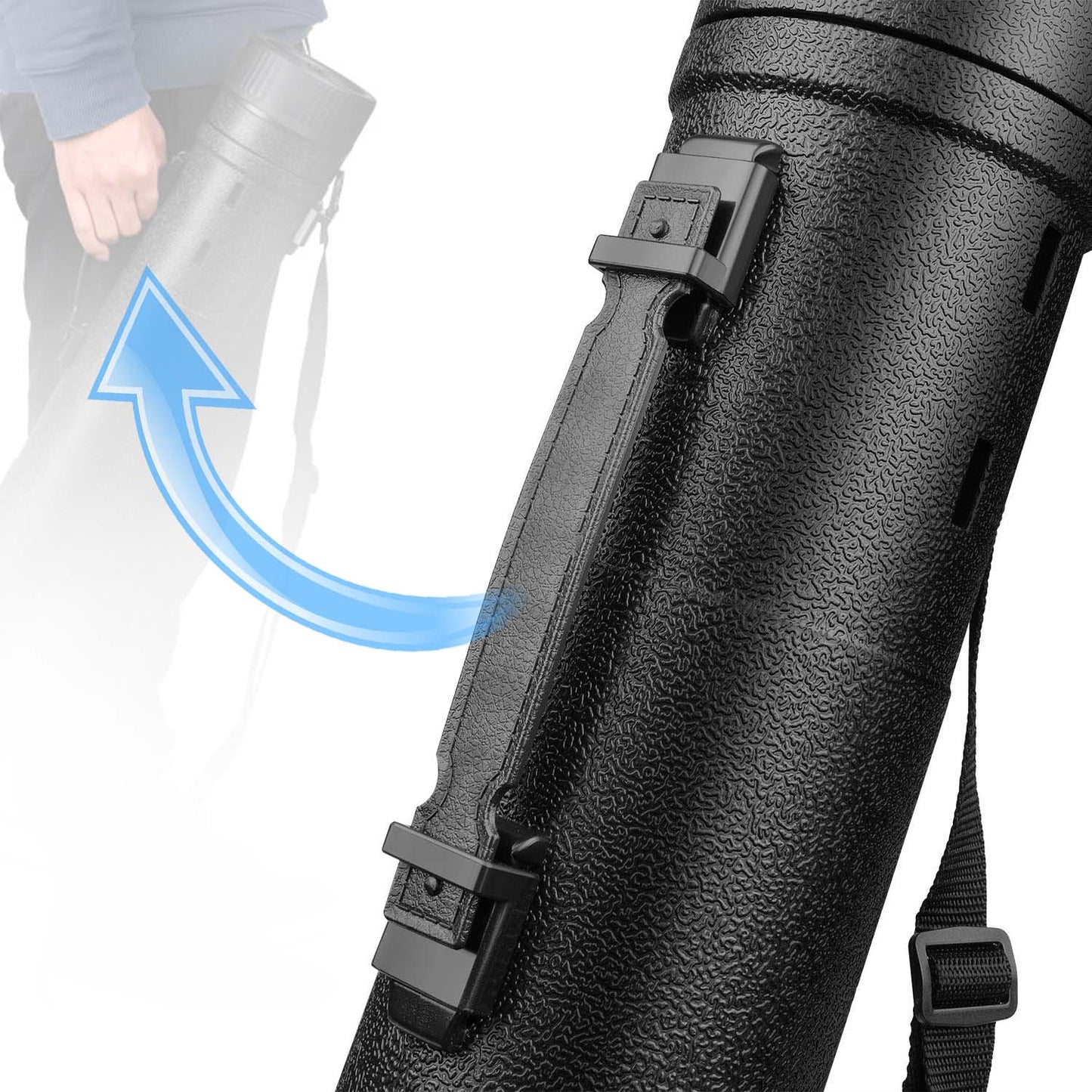 Adjustable Artist Drawing Tube, Telescopic Compact Teletube Storage Carrying Tube for Artworks, Drawing, Flip Chart, Arrow Tubes with a Carry Strap, Black (Small - 112 x 9 cm)