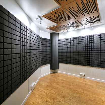 12 Black High-density Polyurethane Sound Insulation Foam Panels - Square Dust-free Sound Absorption Foam Panels, Suitable for KTV/recording Room/tympanum, Size 30 * 30 * 3cm