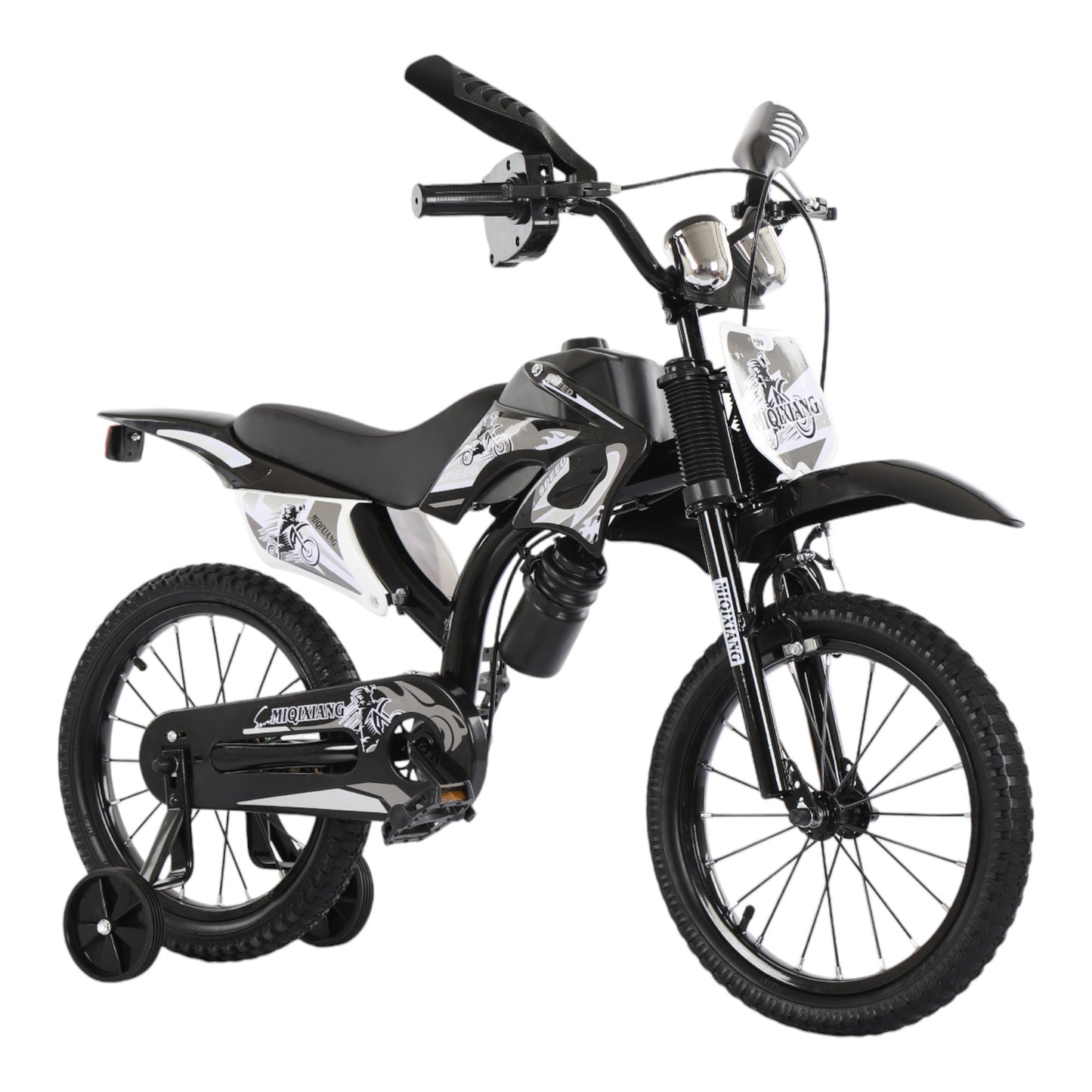 Touch of Venetian 12" / 16" Boys Motorcross Bike with Stabilisers Black Red Green Blue Moto Wheels Kids Bicycle for Ages 2-9 Years Old Motorcycle Sound Motorcross
