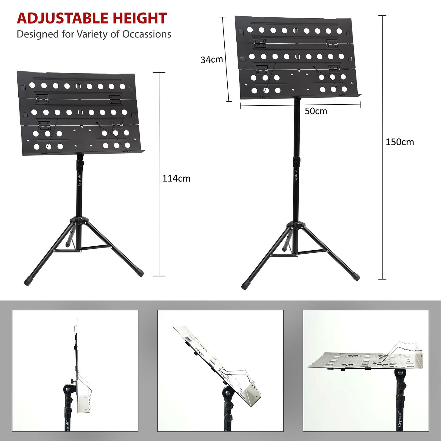 Foldable Music Stand, Heavy-Duty Tripod Base – Adjustable Height, Portable Sheet Music Stand with Carrying Bag for Musicians, Performers, and Students, Lightweight Design, Non-Slip Rubber Feet, Versatile For Sheet Music And Books