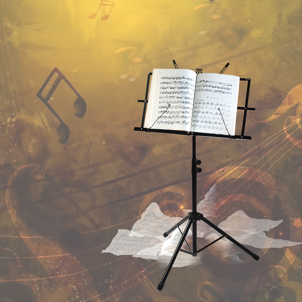 Metal Adjustable Height Sheet Music Stand Holder Portable Folding with Carrying Bag Lightweight for Storage Or Travel