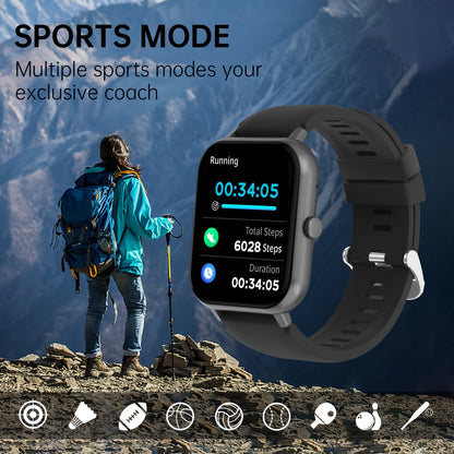 Smartwatch for Men And Women Gift, 4.65 cm Full Touch Screen Smartwatch with Text And Call Capabilities, Android Iphone, Fitness Tracking Watch, Exercise Mode, Pedometer, Distance, Calories, 100+ Exercise Mode
