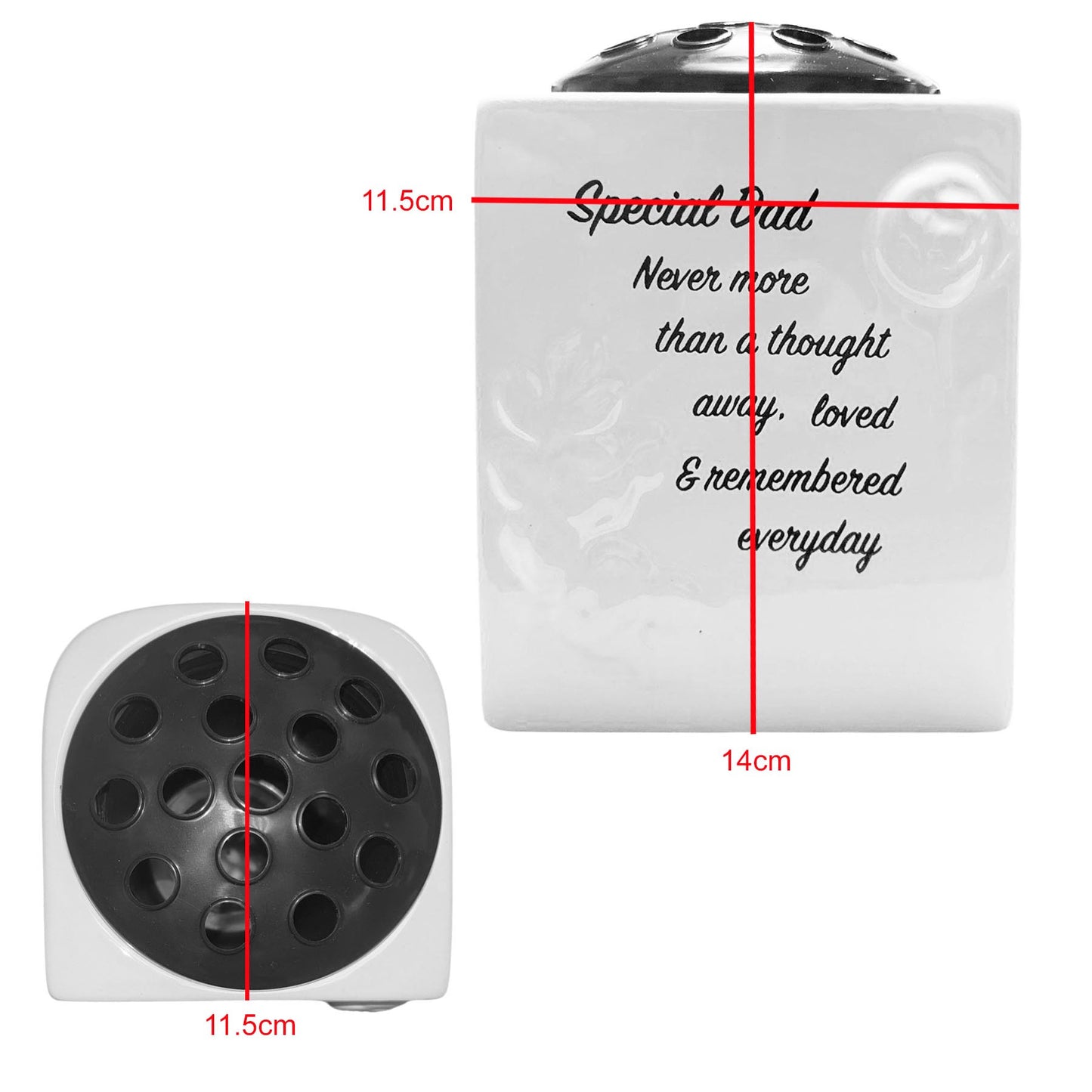 Memorial Rose Bowl with 3D Flowers and Wording Glazed Finish Graveside Vase Ornament - Special Dad