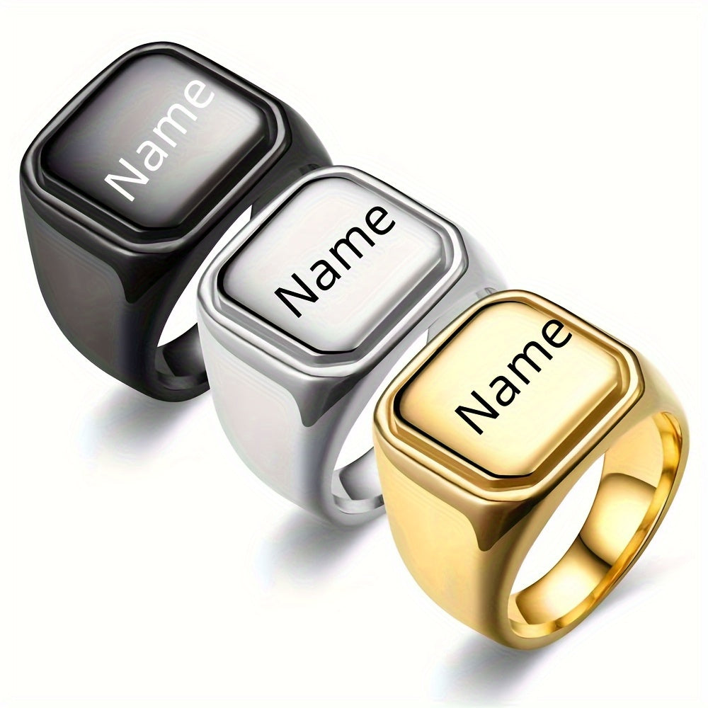 Custom Engraved Stainless Steel Ring, Personalized Engraving of Words, Letters, Names, Date, The Perfect Gift for Loved Ones on Valentine'S Day And Christmas, Graduation Season, Mother'S Day, Father'S Day