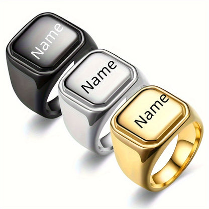 Custom Engraved Stainless Steel Ring, Personalized Engraving of Words, Letters, Names, Date, The Perfect Gift for Loved Ones on Valentine'S Day And Christmas, Graduation Season, Mother'S Day, Father'S Day