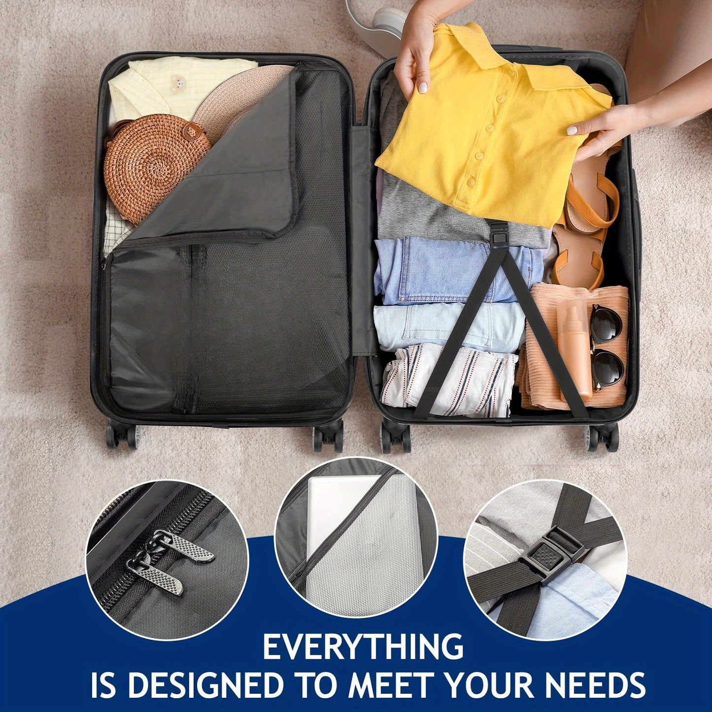 5pcs ABS Hardshell Luggage Set Lightweight Spinner Wheels Includes Carry-On (12/ 16/ 20/ 24/ 28 Inch) Suitcases for Travel