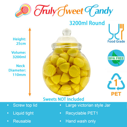 7 Large Plastic Sweet Jars for Truly Sweet Candy Buffet, Sweet Table, Wedding