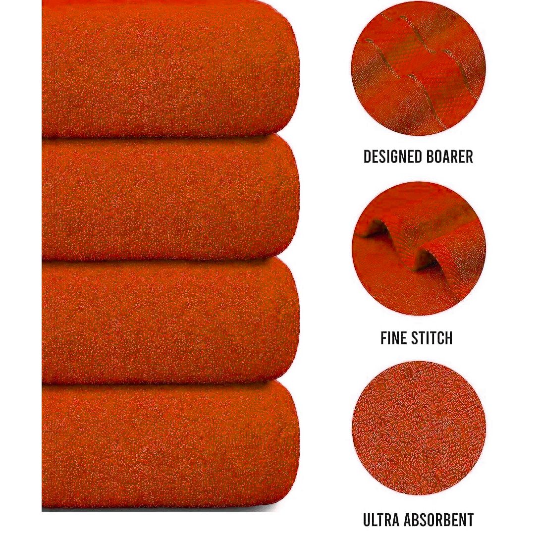 4 X Large Jumbo Bath Towels 100% Egyptian Cotton -75 x 150 cm- Soft Quick Dry Hotel Spa Big Bathroom Towels Set