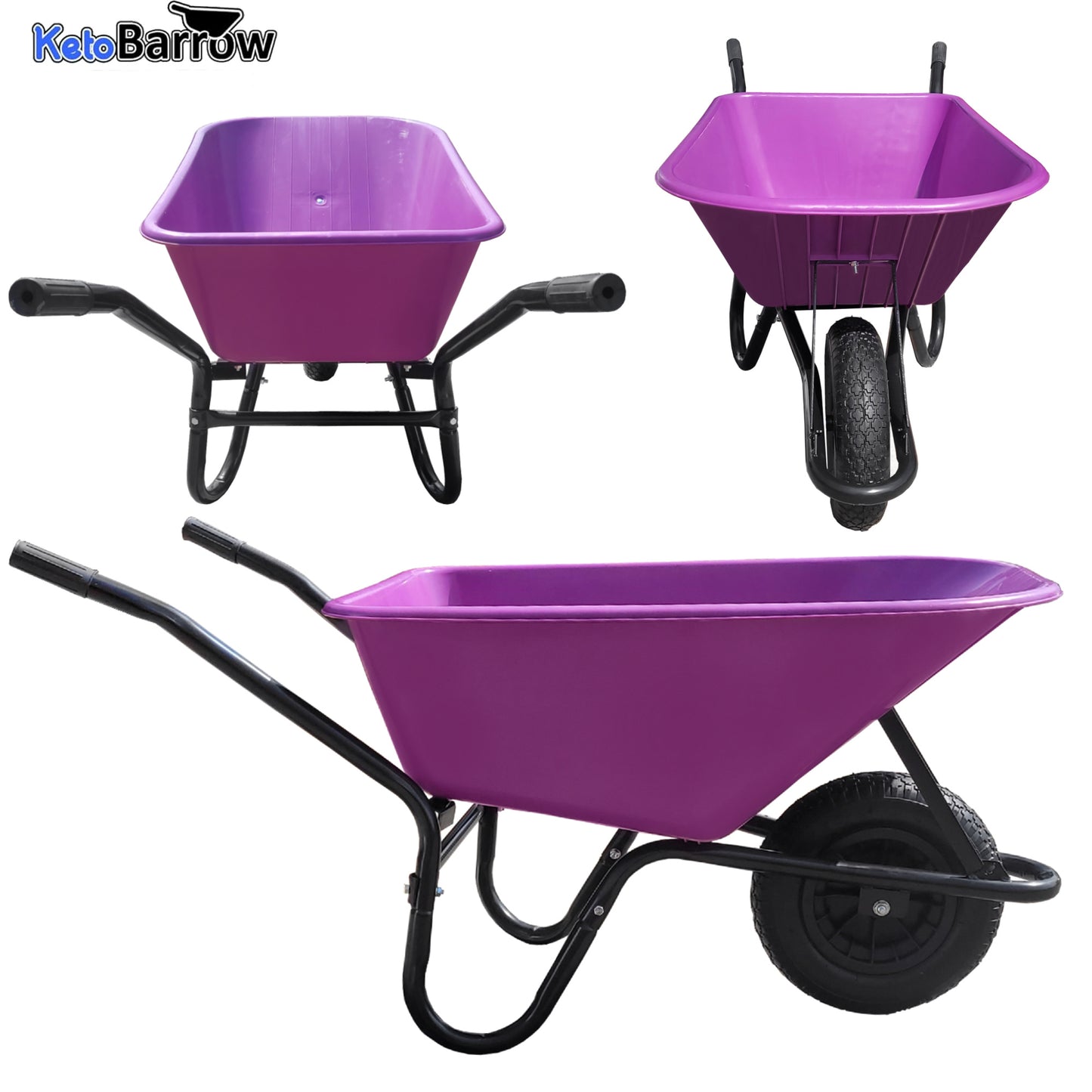 Purple Wheelbarrow - Plastic Wheelbarrow Professional Garden Barrow - TaskBarrow 110 Litre