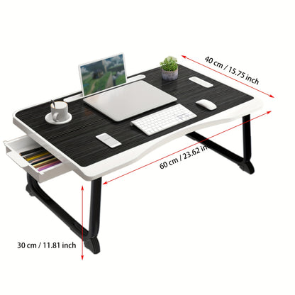 Laptop Bed Table, The Bed Desk for Work Relaxation, Laptop Tray for Bed, Foldable Legs, Tablet Holder, Laptop Stand for Bed, Cup Holder, Laptop Bed Desk for Working on Bed/Breakfast/Sofa