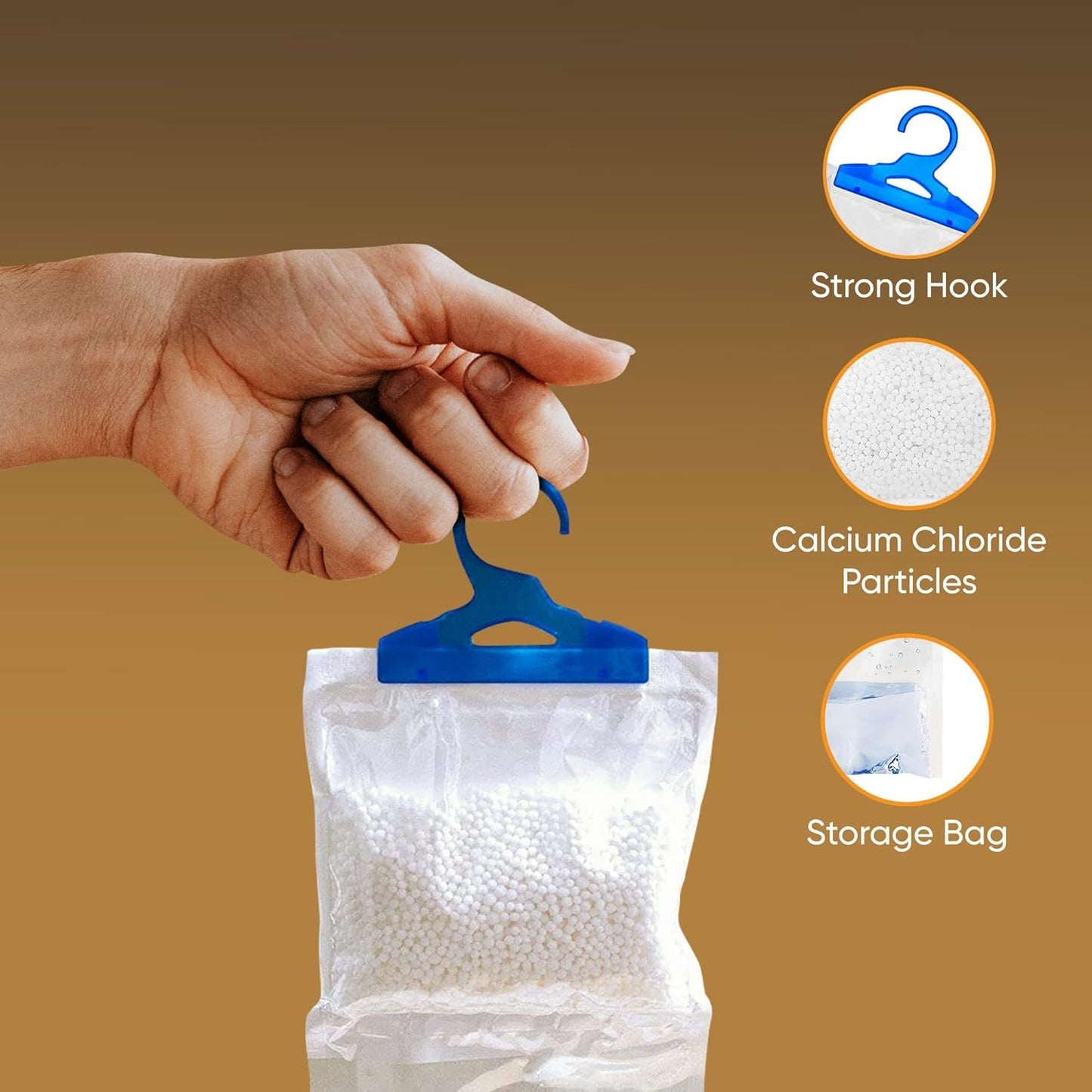 Wardrobe Hanging Moisture Absorber Bags – 5-Pack / 10-Pack (210 g Each) – Closet, Cupboard & Laundry Freshness, Reduces Humidity, No Power or Maintenance Needed