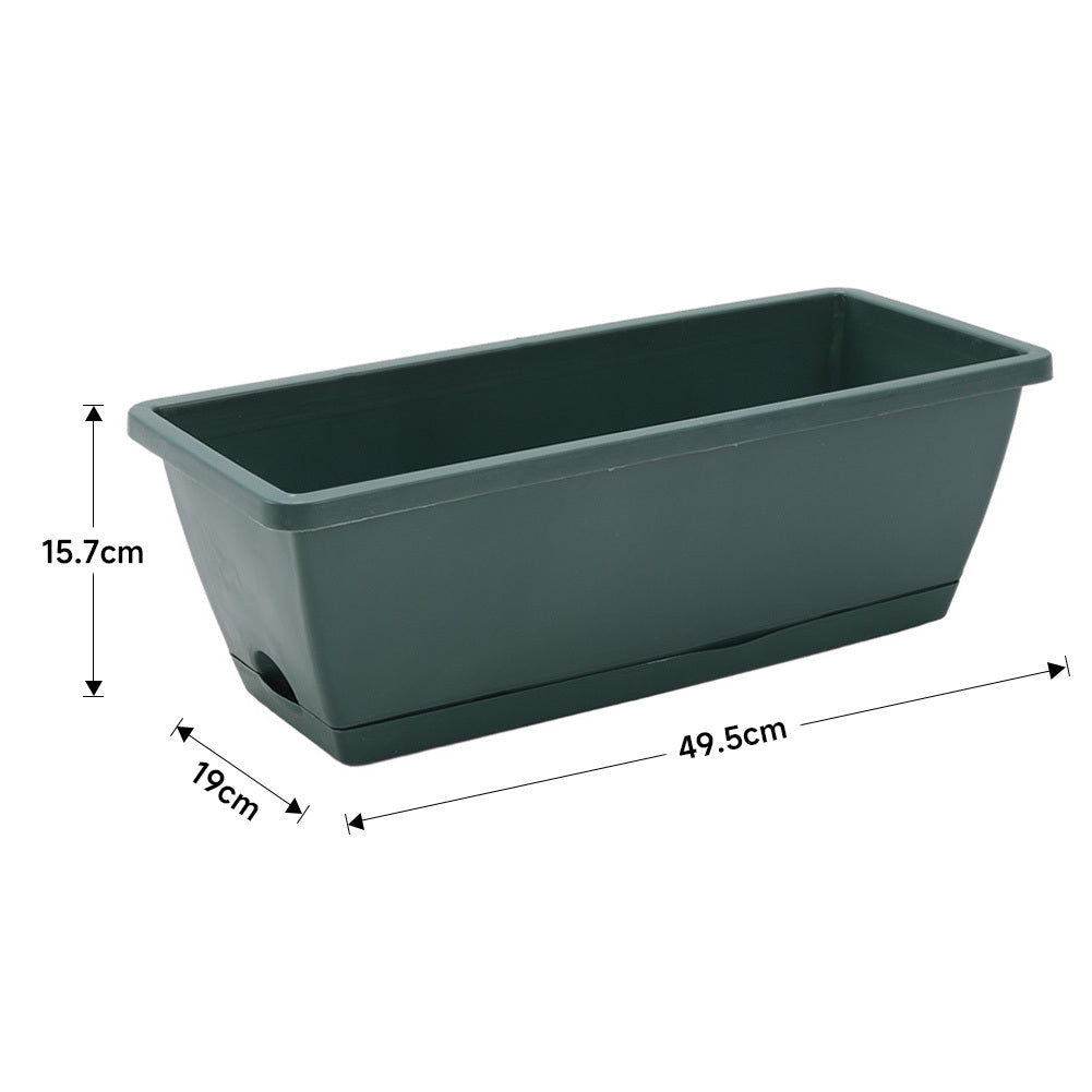5pcs Balcony Vegetable Basin, Long Strip Horon Basin, Outdoor Creative Plastic Vegetable Planting Box, Available in White, Gray, Dark Green And Brick Red. Available Sizes: L42.5*W17*H14Cm/L49.5*W19*H*14Cm