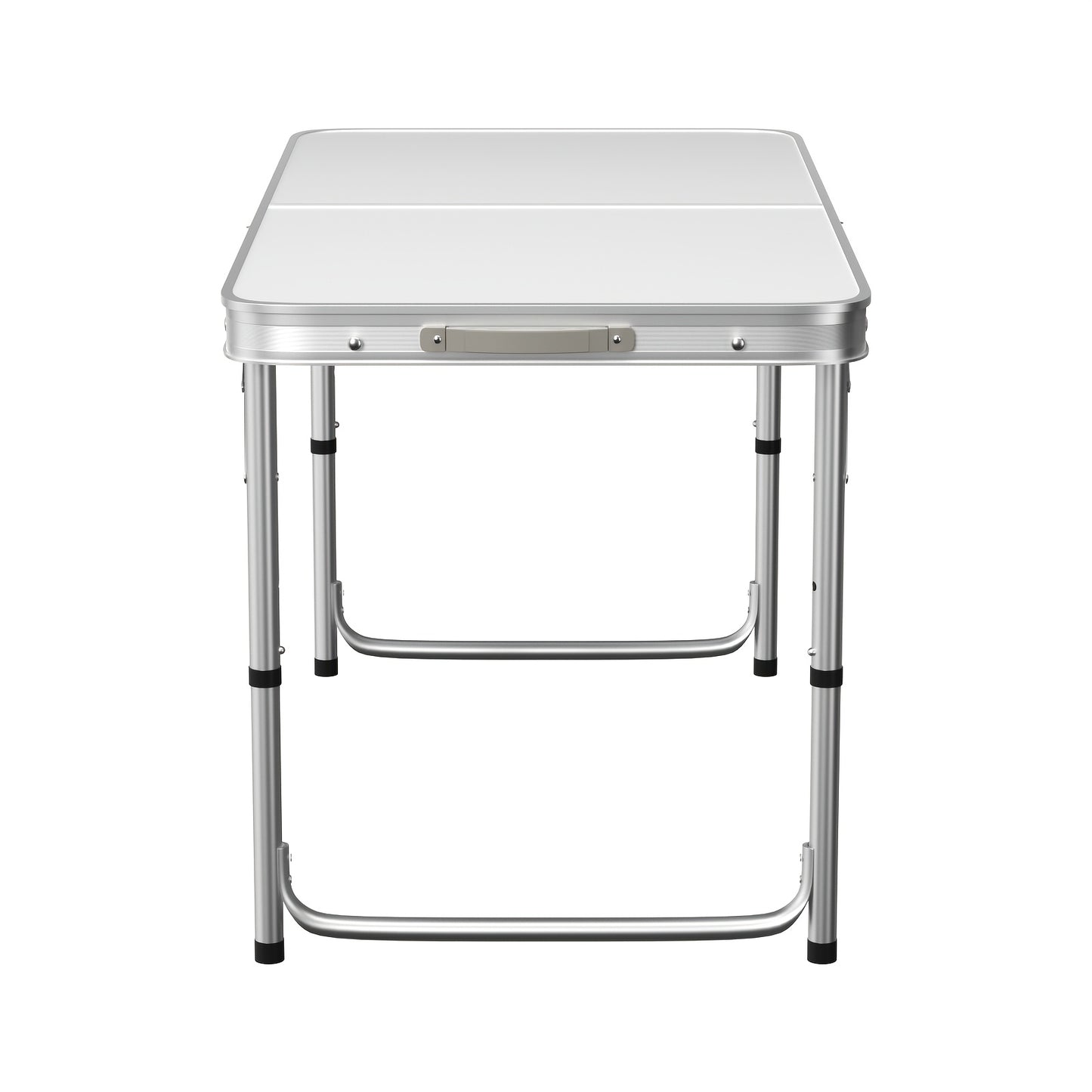 4ft Folding Trestle Table Aluminium 3 Adjustable Heights 70/62/55cm Portable Camping Picnic Table 120x60cm Lightweight Carry Handle Indoor Outdoor White