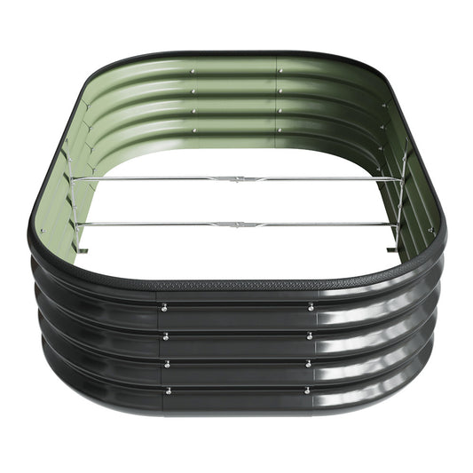 Galvanized Planter Garden Boxes Outdoor, Oval Large Metal Galvanized Raised Garden Bed for Vegetables, 2 Sizes 2 Colours Available