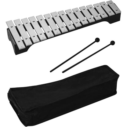 15-Note Xylophone Glockenspiel Wooden Base Aluminum Bars with Mallets Percussion Musical Instrument Gift with Carrying Bag