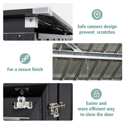 Patio Double-Door Outdoor Storage Shed | Lockable Security | Gas-Spring Lid | Ideal for Tool House, Pet Shelter, & Organizing (Large/Small)