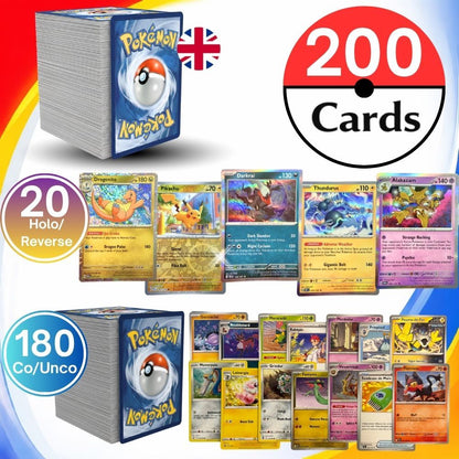 Pokémon Cards: Authentic Lot of 200 Pokémon TCG Playing Cards in English Language