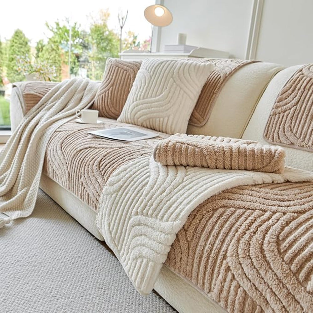 1pc Bohemian Style Soft Plush Sofa Cover, Pet-Friendly Non-Slip Couch Protector Covers, Machine Washable Polyester, All-Season Comfort for Living Room, Bedroom, Office Decor, Sectional Sofa Cover| Warm Home Decor| Machine Washable Furniture Protector Cove