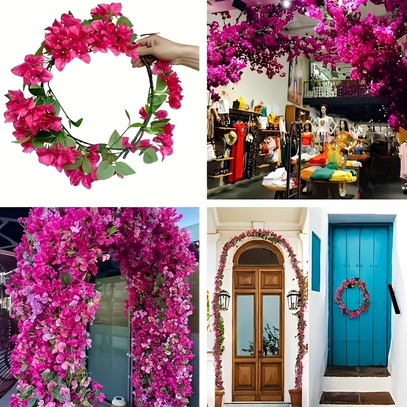10pcs Artificial Bougainvillea Vines - Plastic Faux Flower Garland for Home, Wedding, Garden Decor, Perfect for Easter, Thanksgiving, Valentine's Day - No Pot Included