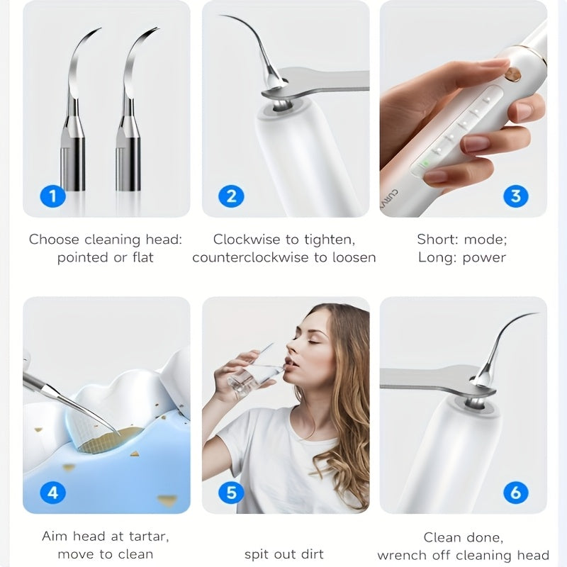 2025 New Soundwave Technology Teeth Cleaner, Intelligent Home Oral Cleaning Kit, LED Light, Five Adjustable Modes, with Metal Oral Mirror, USB Rechargeable, Remove Tartar, Father's Day, Mother's Day, Valentine's Day, Christmas Gifts