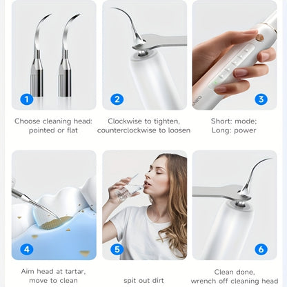 2025 New Soundwave Technology Teeth Cleaner, Intelligent Home Oral Cleaning Kit, LED Light, Five Adjustable Modes, with Metal Oral Mirror, USB Rechargeable, Remove Tartar, Father's Day, Mother's Day, Valentine's Day, Christmas Gifts