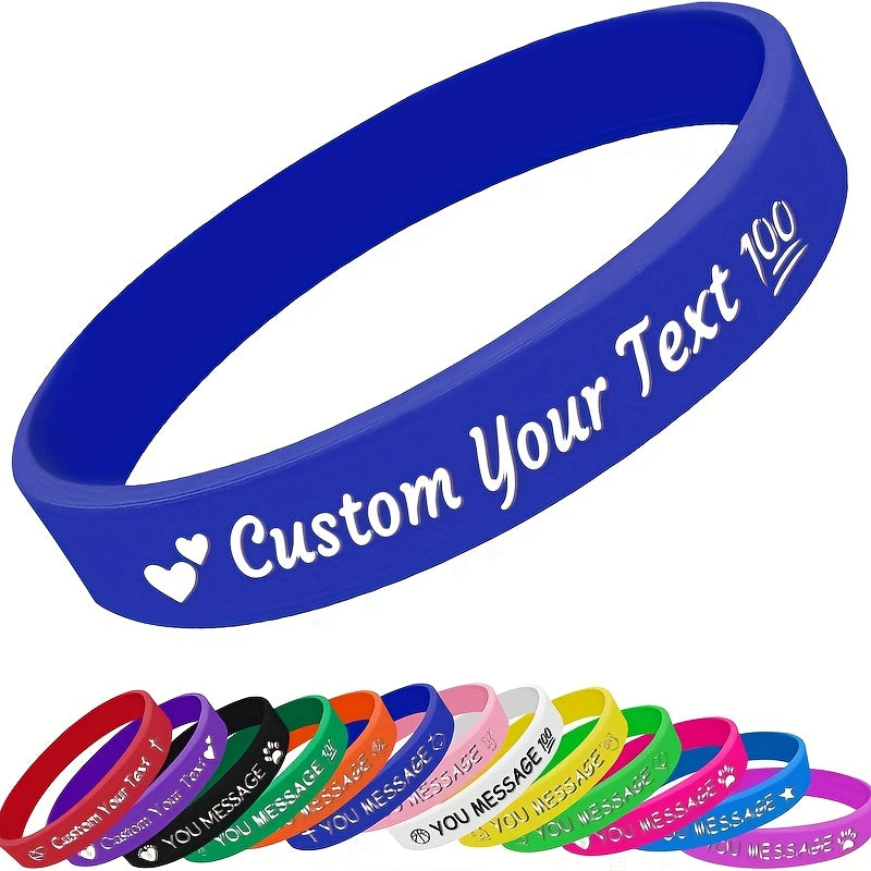 New Hot-Selling 25pcs Silicone Wristbands with Heart Patterns, Customizable with Your Own Text, Unisex Bracelets for Holidays or Daily Wear, Lightweight Wristbands, Suitable for Weddings, Birthdays, Corporate Events, Christmas, Earth Day