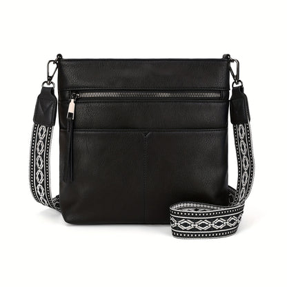 New Women's Shoulder Bag - Large Capacity Crossbody Bag with Fashionable Jacquard Wide Shoulder Strap - Simple Yet Stylish, High-quality Commuter Bag for Women