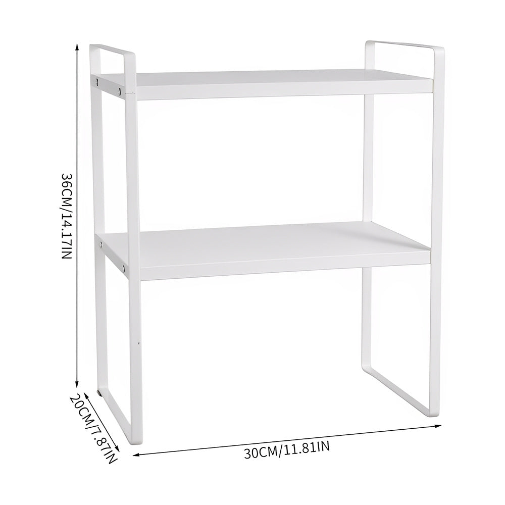 Multi-Tier Storage Rack, Mug Shelves for Desks, Black/White/Natural Wooden and Metal Countertop Organizer Shelf, Display Rack, Perfect for Dormitories Home Office Kitchen Bathroom